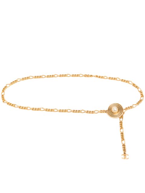 CHANEL 1980s pearl-embellished chain belt Women