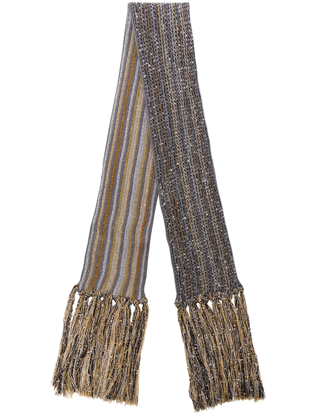 Image 1 of Missoni metallic striped fringed scarf