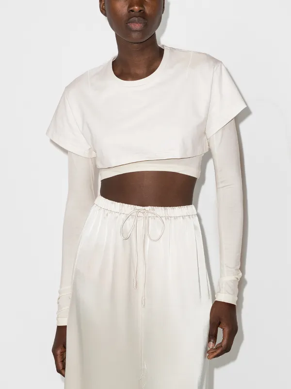 Shop Jacquemus Le Double cropped layered T-shirt with Express Delivery -  FARFETCH