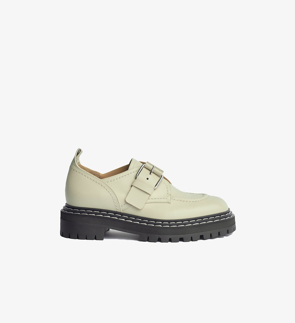 Lug Sole Buckle Oxfords in white | Proenza Schouler