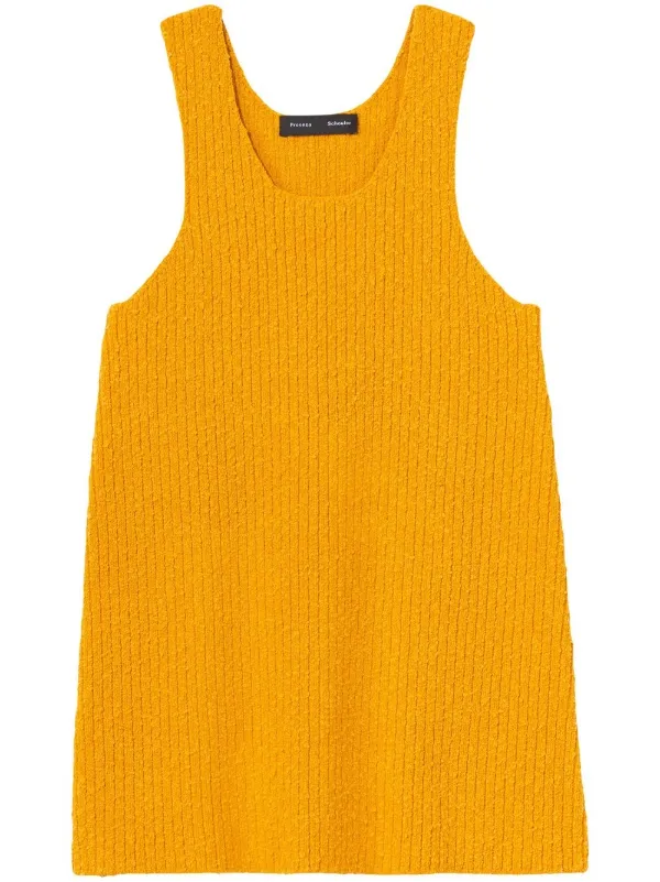 Proenza Schouler Mélange Bouclé Knitted Tank Top in Yellow