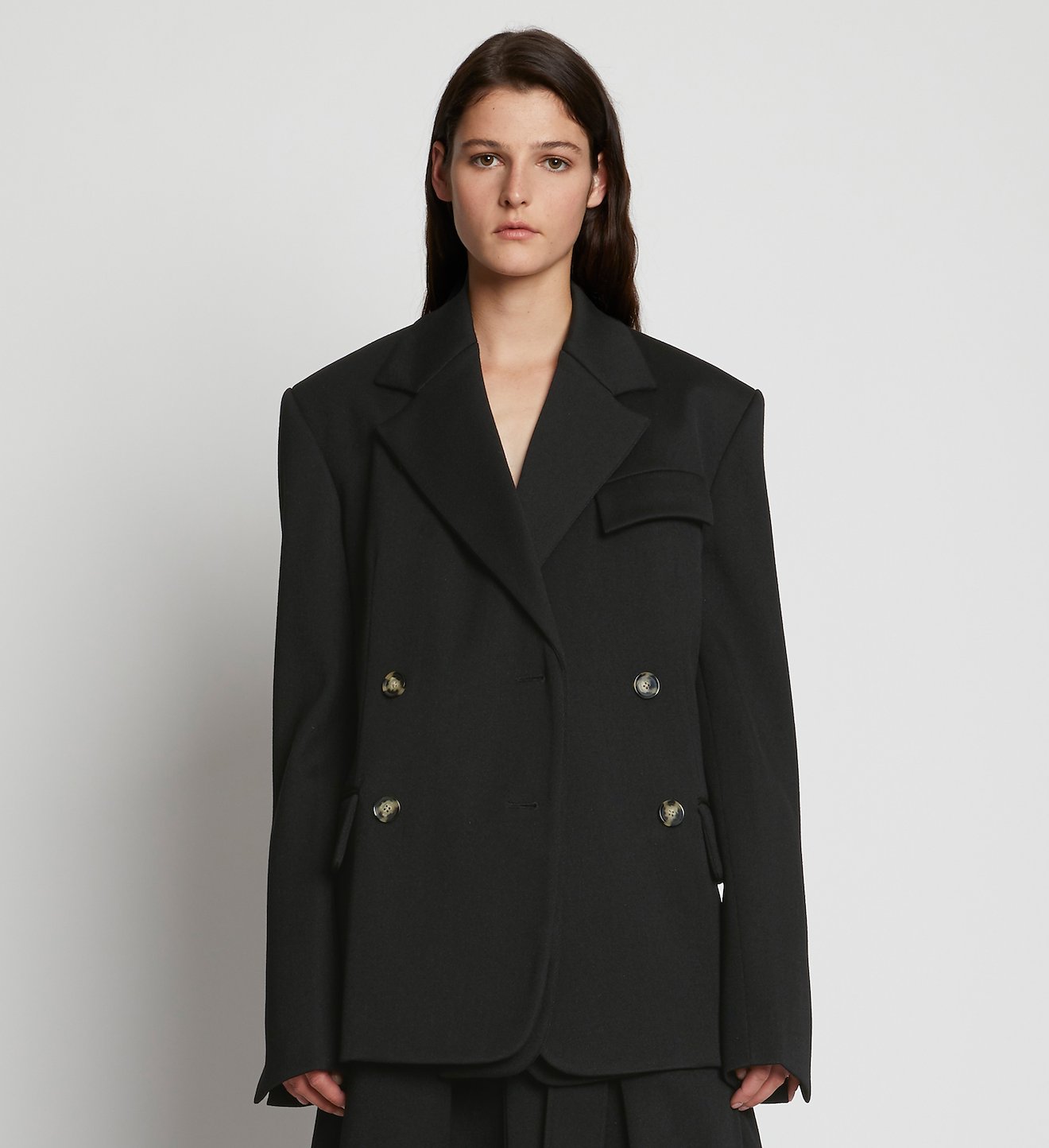 Wool Twill Double Breasted Blazer