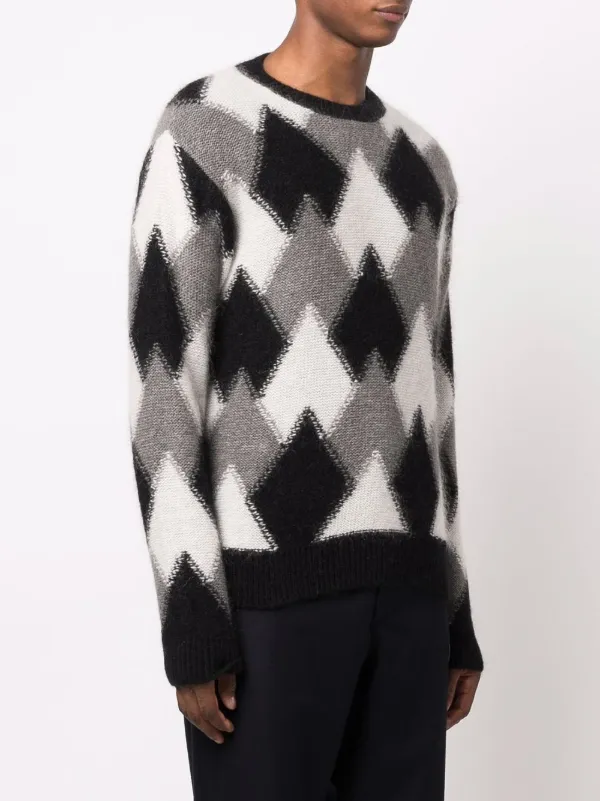 Moncler Geometric-Pattern Jumper - Grey