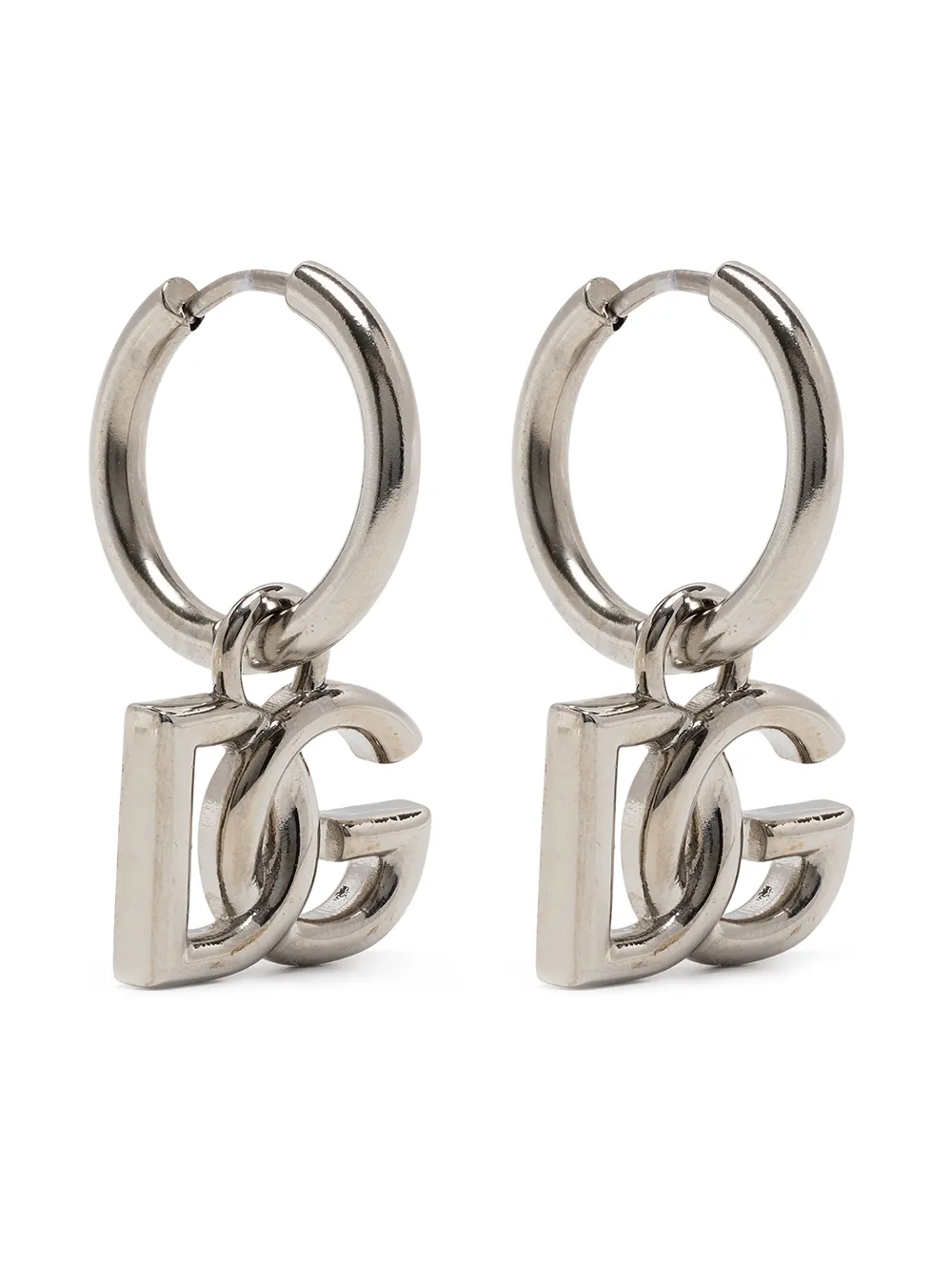 Image 1 of Dolce & Gabbana logo-plaque hoop earrings