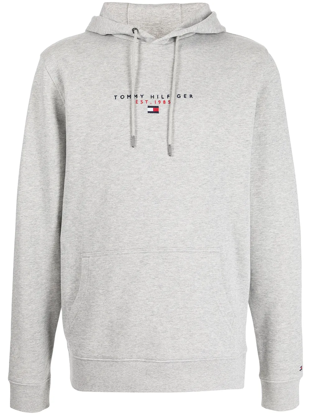 Click to view more detailed imagery on our partner's website Tommy Hilfiger Logo Drawstring Hoodie In Grau
