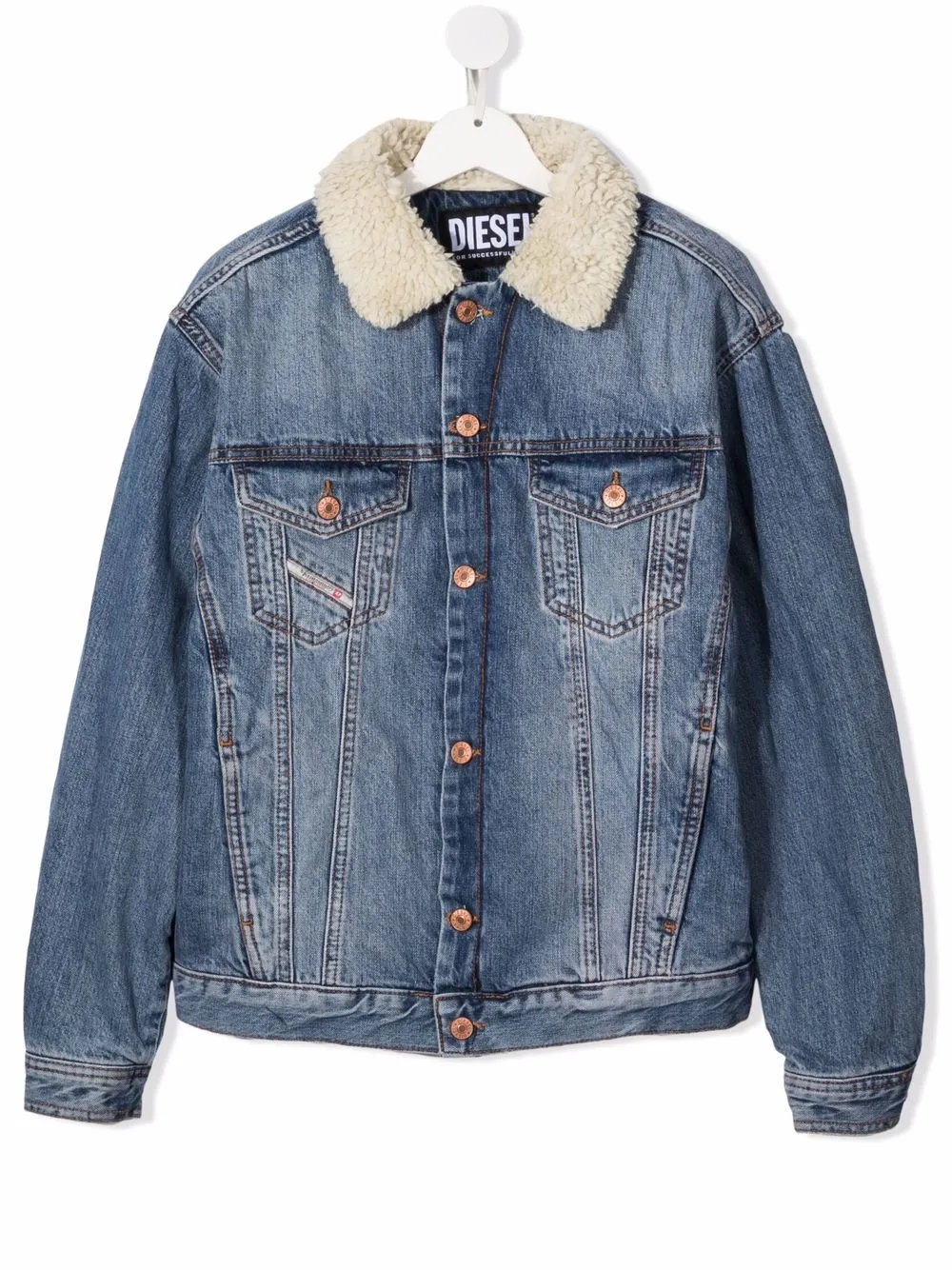 

Diesel Kids chamarra de mezclilla con cuello de lana - Azul