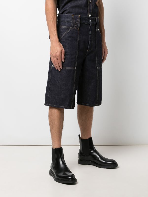 Shop Bottega Veneta wide-leg knee-length denim shorts with Express 