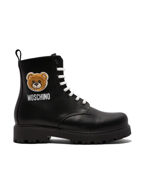 Moschino Kids TEEN Teddy lace-up combat boots