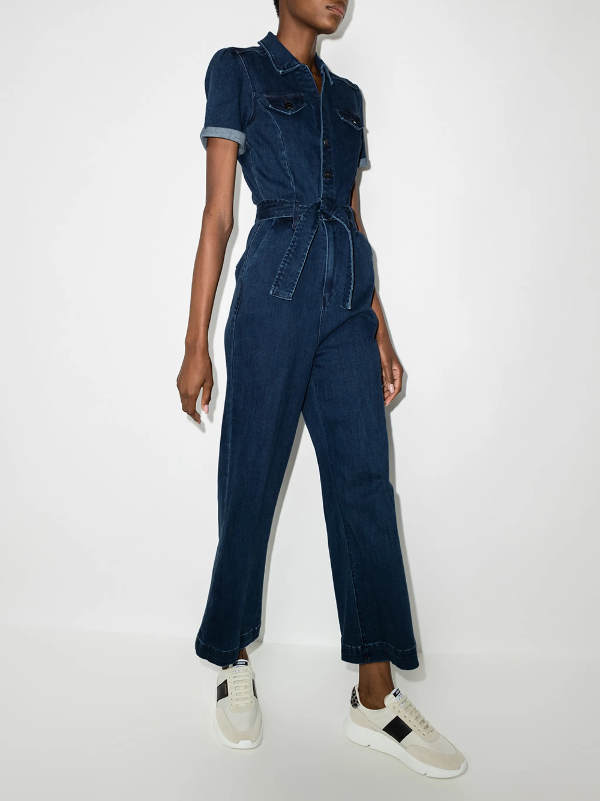 PAIGE Anessa short-sleeve denim jumpsuit