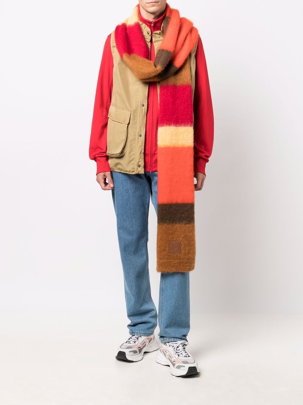 фото Moncler шарф в стиле колор-блок с нашивкой-логотипом