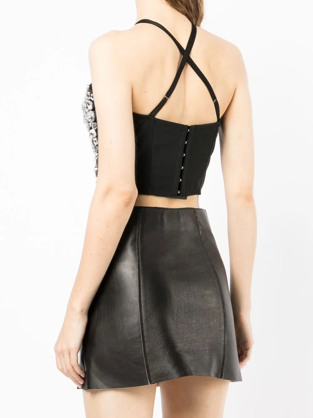 Dolce & Gabbana Crystal-embellished Cropped Top In Schwarz