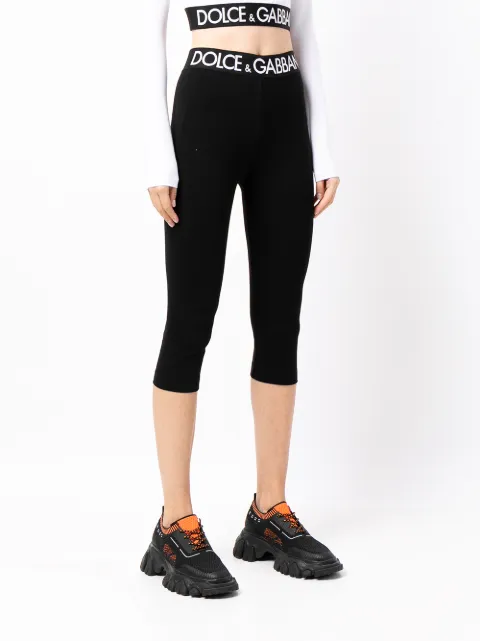 Shop Dolce & Gabbana logo-waistband cropped leggings with Express Delivery - FARFETCH