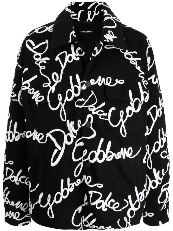 Printed Cotton Blend Hoodie in Black - Dolce Gabbana