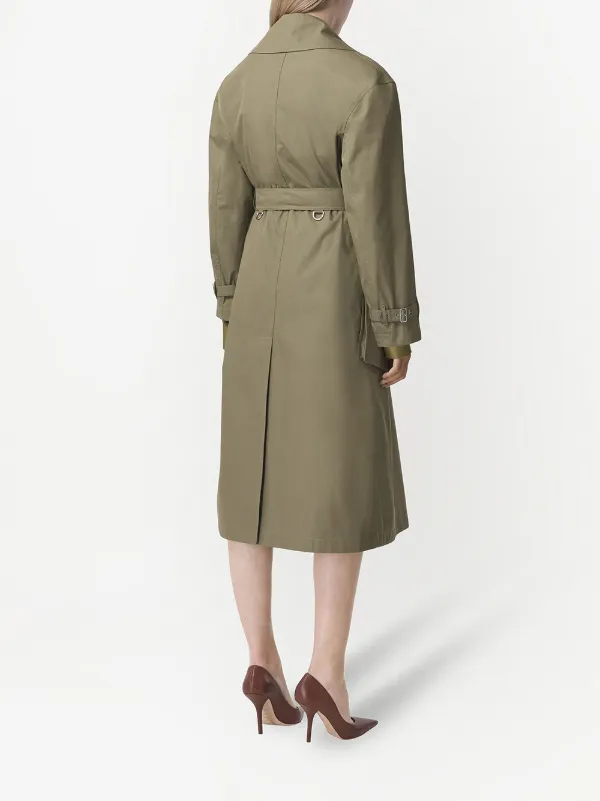 Burberry Laxton Gabardine Trench Coat | Green | FARFETCH