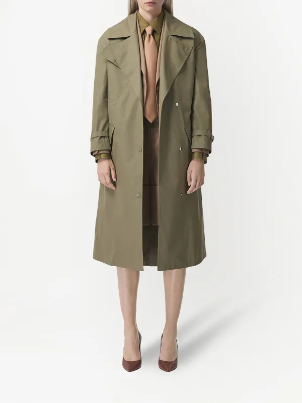 【関税&送料込】Burberry Sage Green Gabardine Trench Coat Burberry Laxton Gabardine Trench Coat | Green | FARFETCH