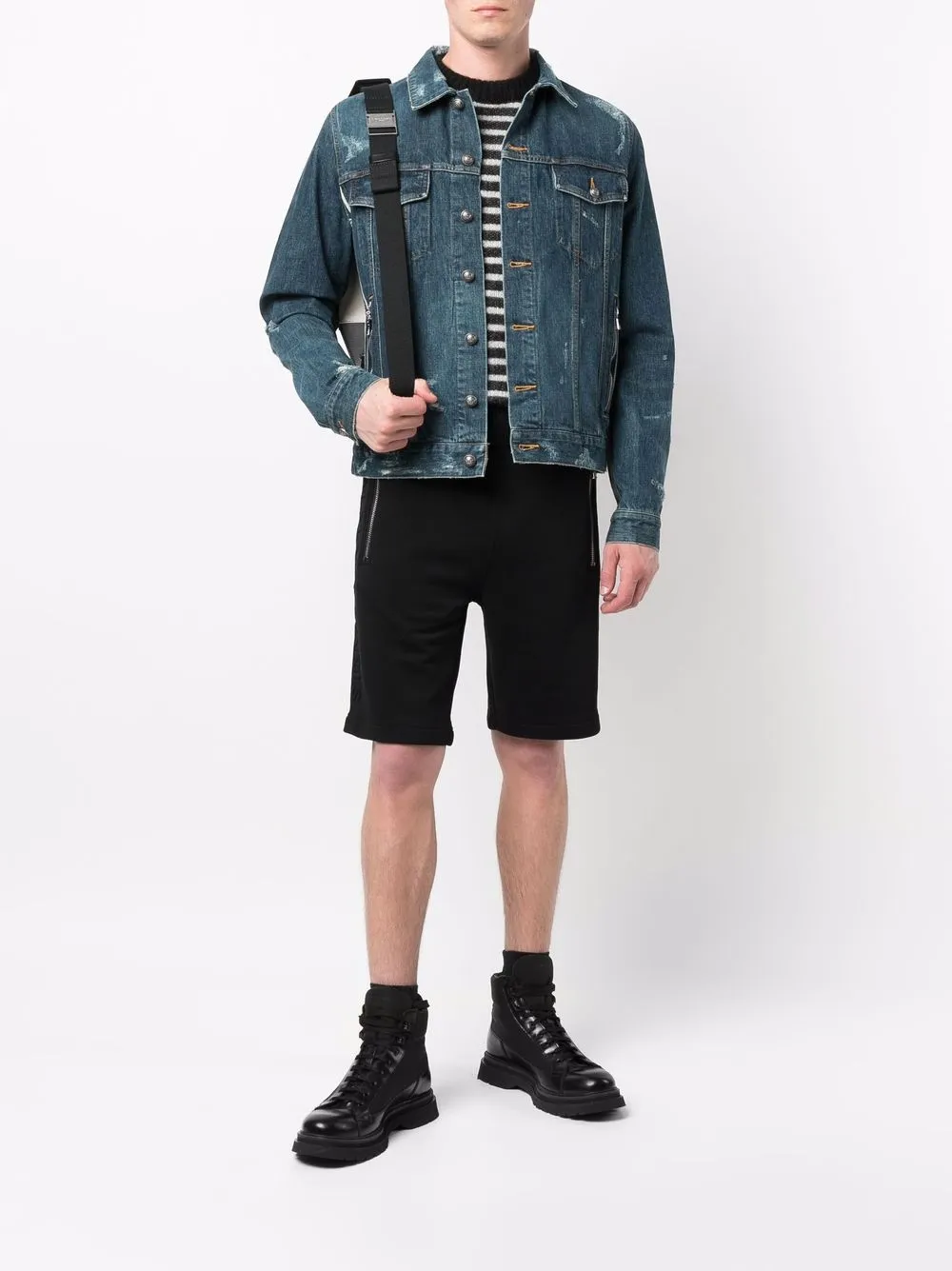 фото Balmain джинсовая куртка с эффектом потертости