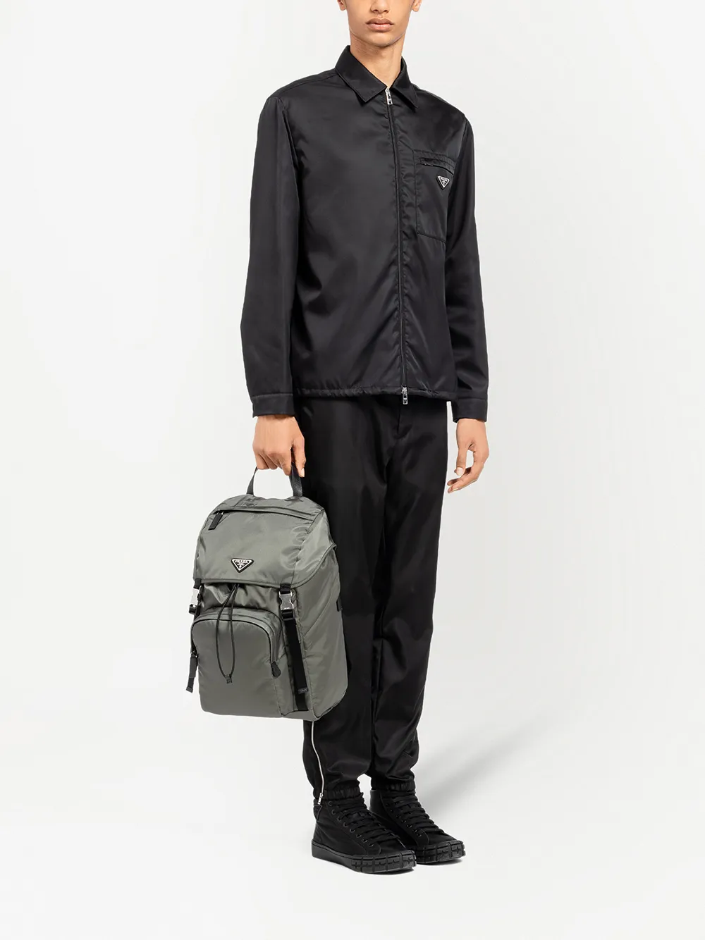 Prada ReNylon Triangle Logo Backpack Farfetch