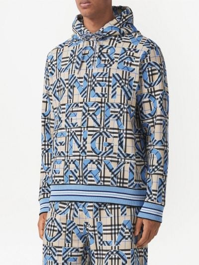 burberry check print hoodie