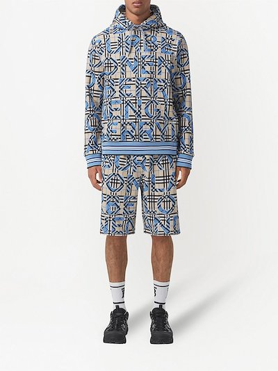 Burberry Vintage Check logo-print hoodie blue | MODES