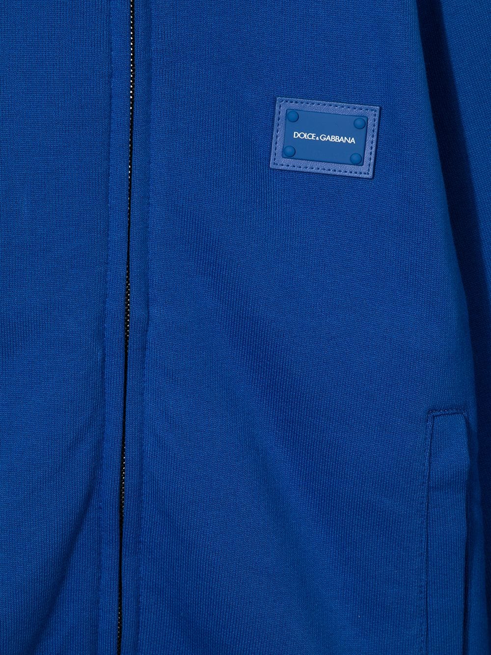 Shop Dolce & Gabbana Logo-appliqué Zip-up Hoodie In Blue