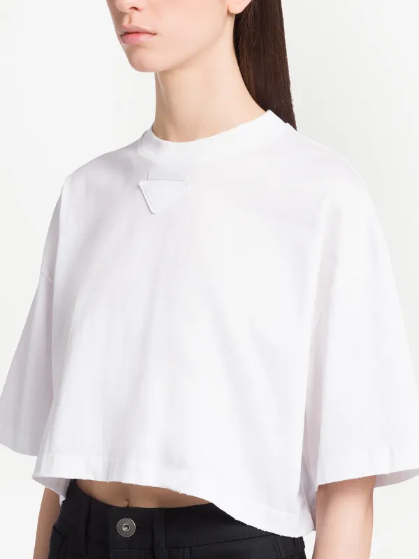 Prada triangle-logo Jersey T-shirt - Farfetch