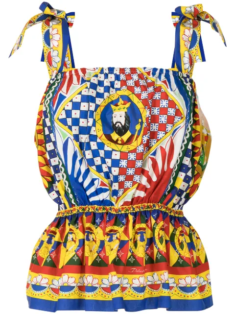 Dolce & Gabbana بلوزة بيبلوم بطبعة 'كاريتو'