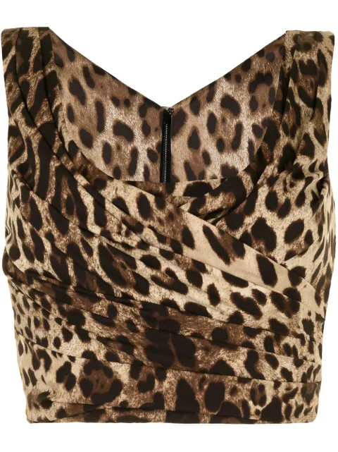 Dolce & Gabbana Blusa cropped com estampa de leopardo