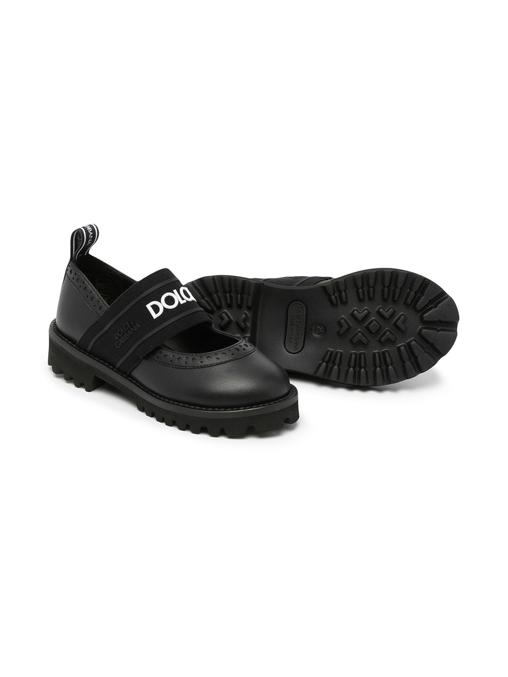Shop Dolce & Gabbana Logo-tape Leather Mary Jane Shoes In Black
