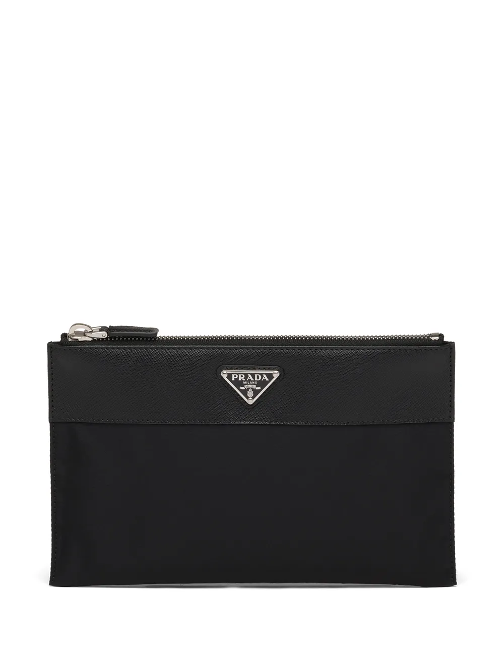 Prada Re-Nylon logo-plaque Clutch Bag - Black