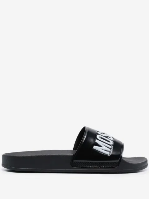 Moschino pool slides in rubber with logo