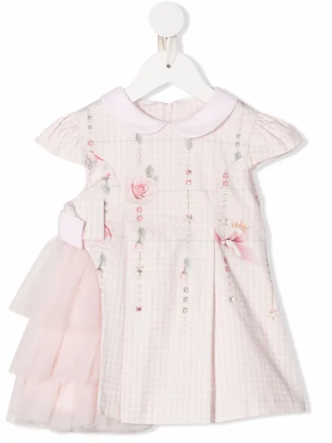 Lapin House mix-print ruffle-panel dress