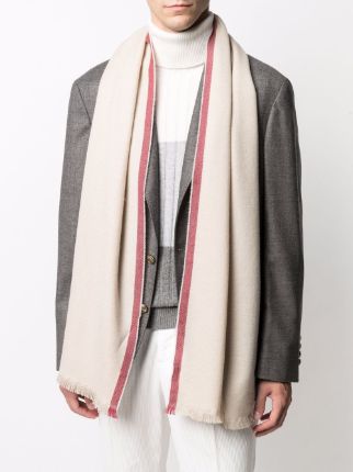 contrasting trim wool-cashmere scarf展示图