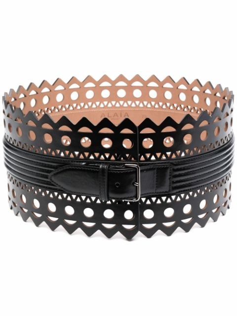 Alaïa laser-cut wide leather belt 