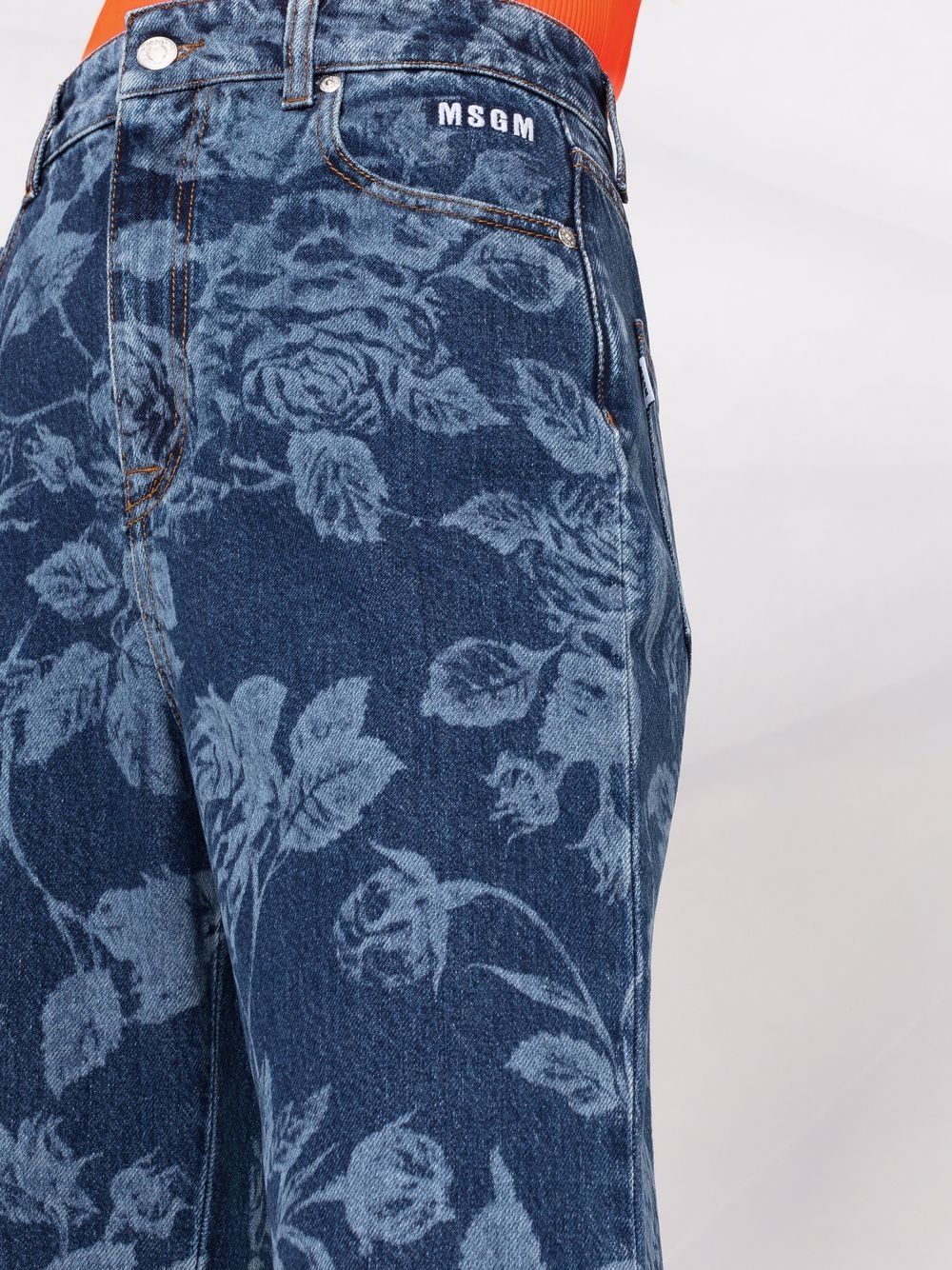 фото Msgm расклешенные джинсы с цветочным принтом
