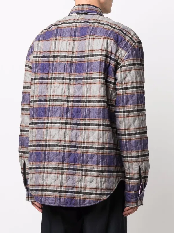 Shop MSGM quilted plaid shirt-jacket 