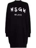 MSGM brushstroke-logo sweatshirt dress - Black