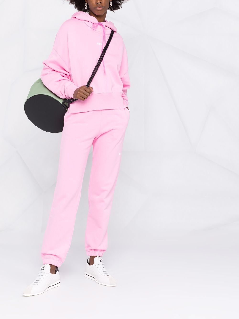 Shop Msgm Logo-print Hoodie In Pink