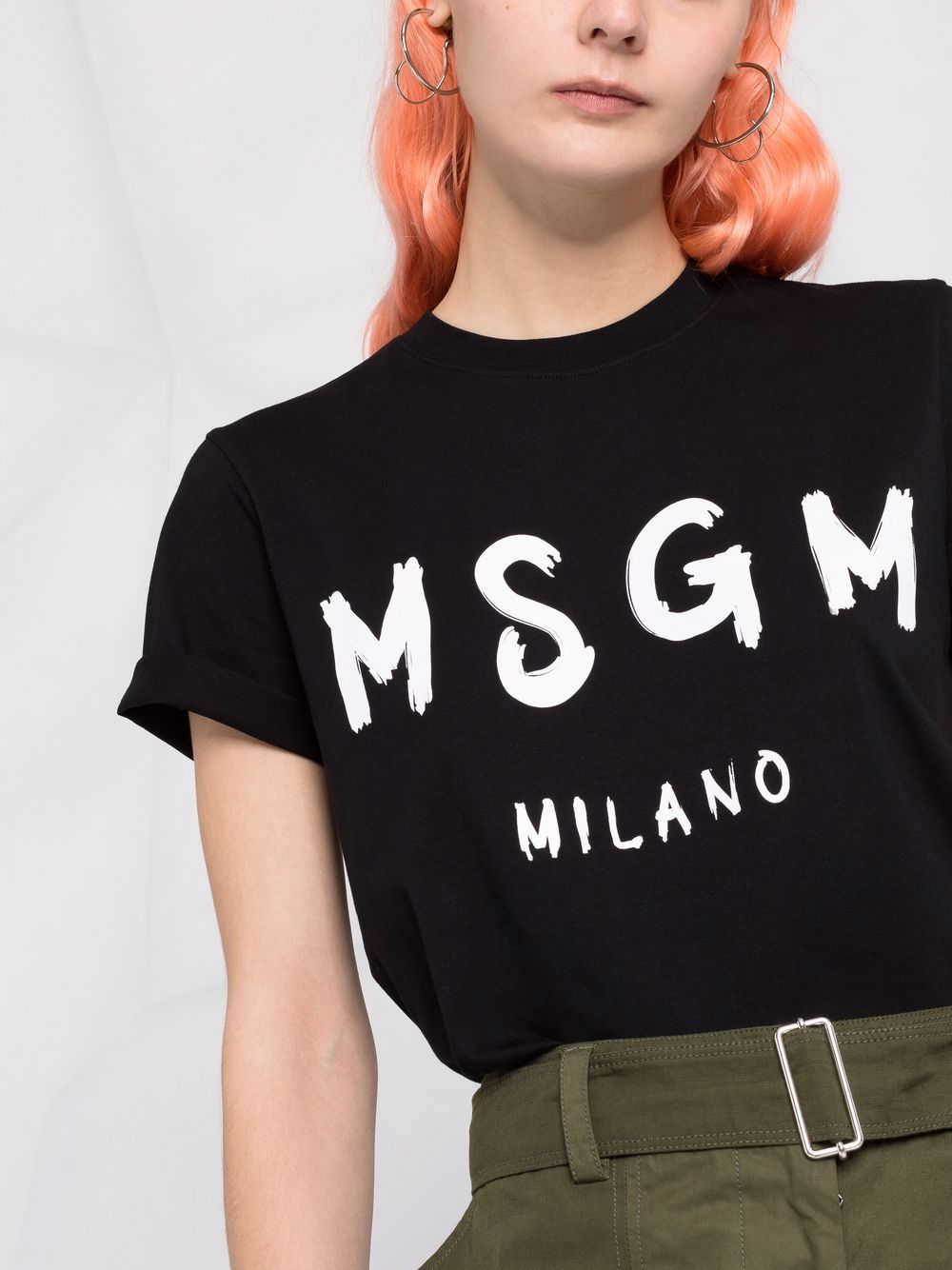 Shop Msgm Logo-print Short-sleeved T-shirt In Schwarz