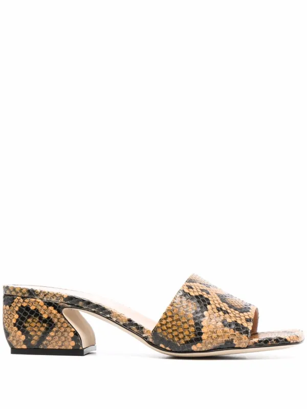 snakeskin low heels
