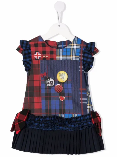 Lapin House mix-print pleat-detail dress