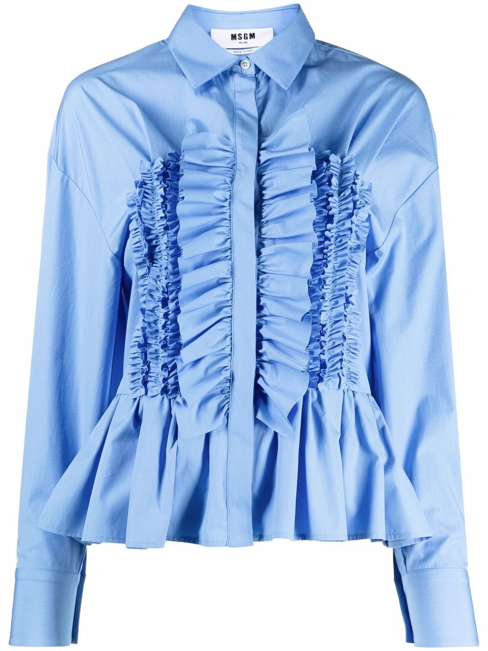 

MSGM camisa manga larga con volantes - Azul