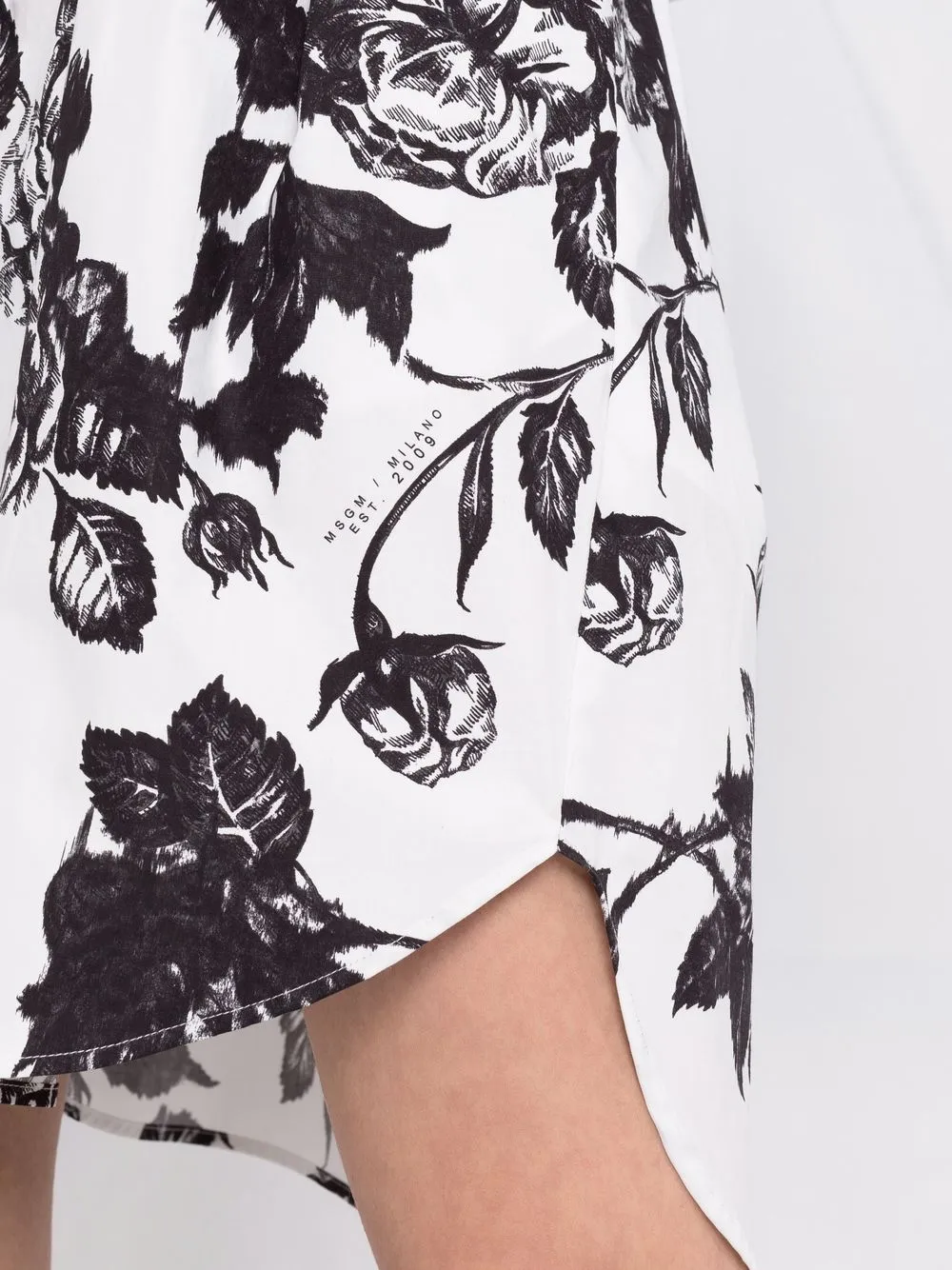 Msgm Floral Shift Shirt Dress In White