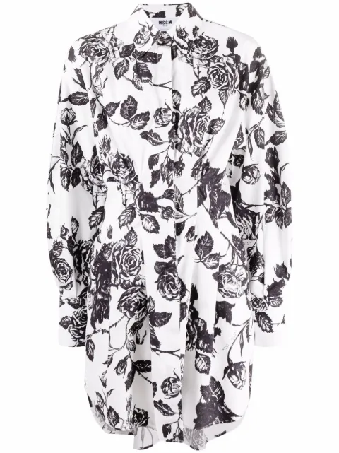 MSGM floral shift shirt dress