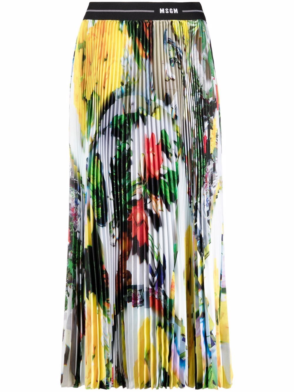 фото Msgm плиссированная юбка с цветочным принтом
