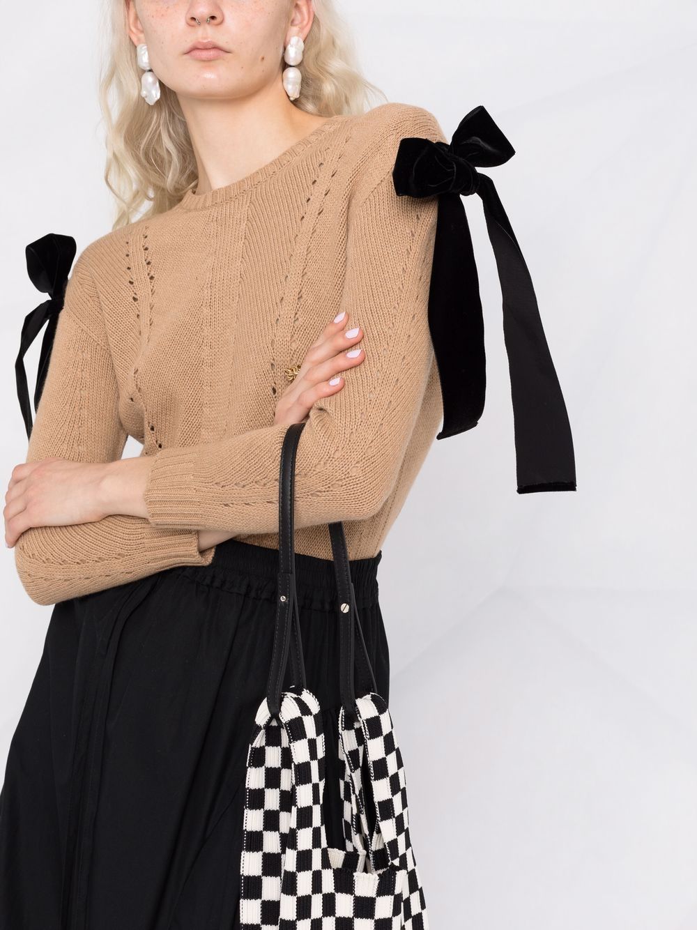 фото Red valentino bow-detail pointelle-knit jumper