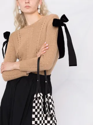 bow-detail pointelle-knit jumper展示图