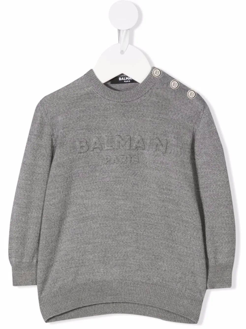 

Balmain Kids logo-embossed wool jumper - Grey