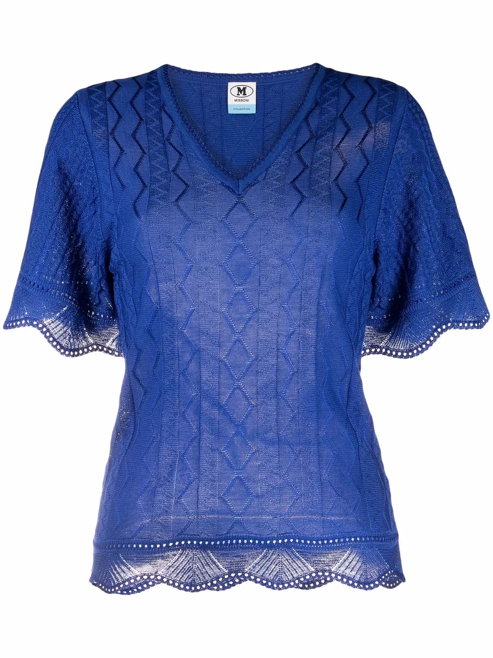 M Missoni scallop-hem knitted top