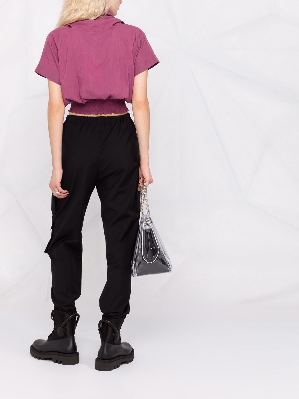 Shop Kenzo Gathered Drawstring-neck Top In Rot