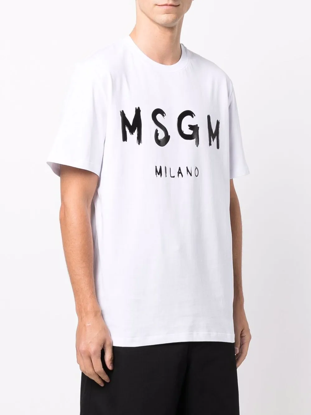 Shop Msgm Logo-print Cotton T-shirt In White